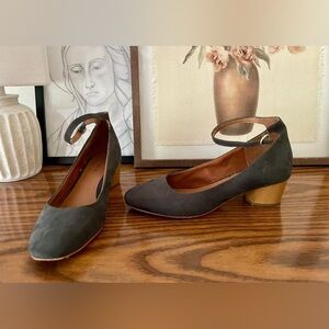 Grey Ankle Strap Women's Shoes